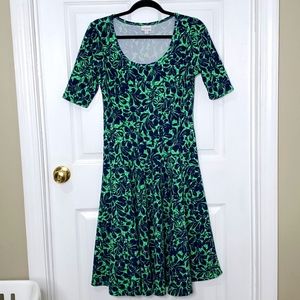 Women's LLR Nicole Dress Size Medium Green with Blue Floral